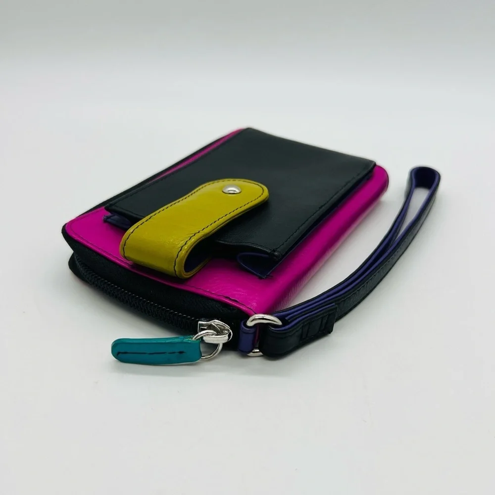 Beautiful Buttery Leather Wristlet Multicolored Zip Around